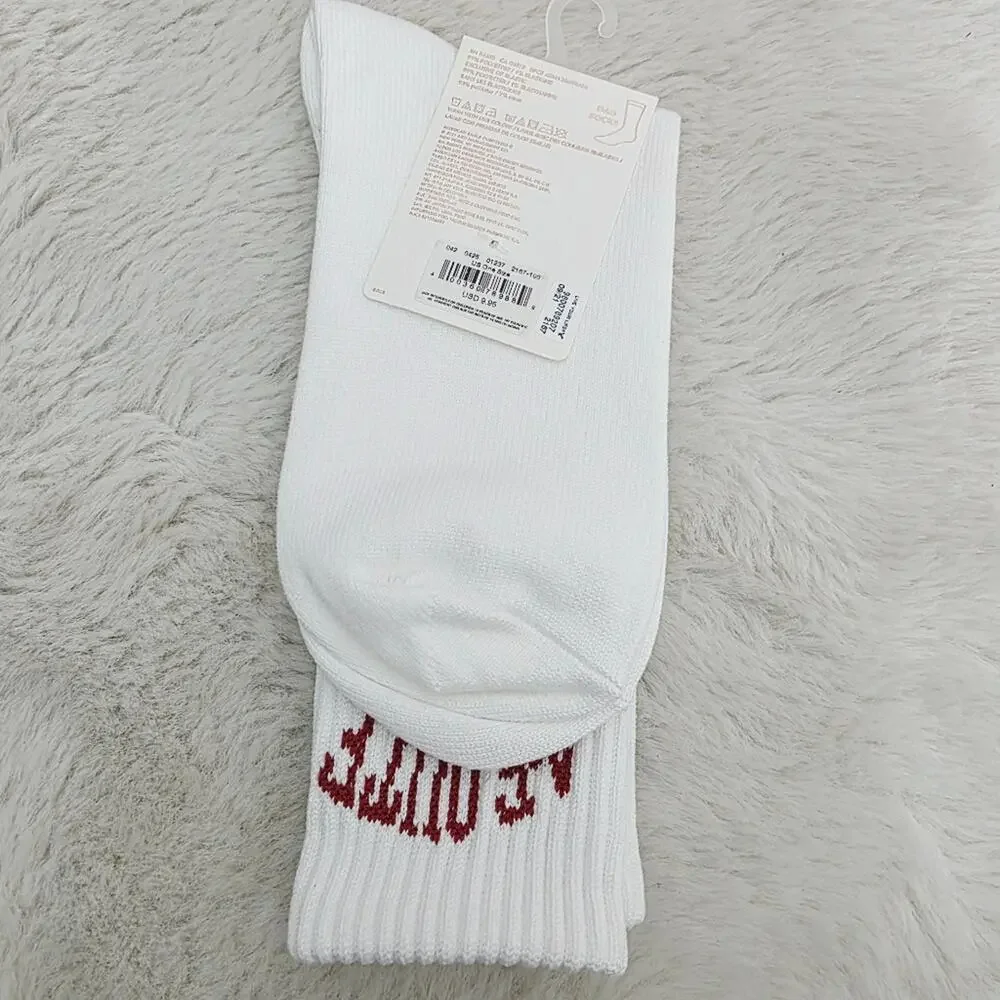 American Eagle White Red Dad’s Crew Socks NWT Mens One Size Super Soft Festive